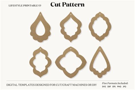 Earrings SVG Template, Silhouette Cut Files, Cricut (561627) | Cut