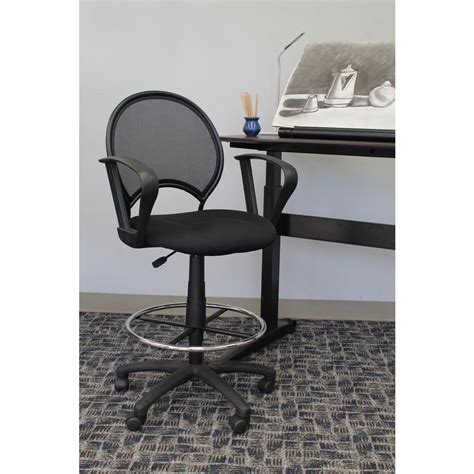 Boss Black Mesh Drafting Stool With Loop Arms B16217 The Home Depot