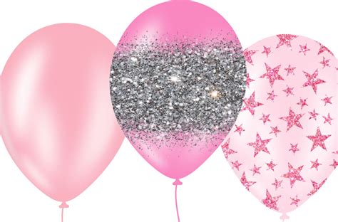 Pink Glitter Balloons Clipart Pink And Silver Glitter Sparkle Etsy Uk