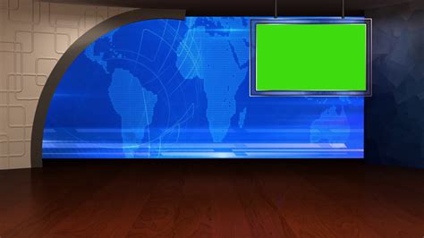 News Tv Studio Set 29 Virtual Green Screen Stock Footage Sbv