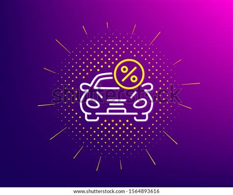 Car Leasing Percent Line Icon Halftone Stock Vector Royalty Free