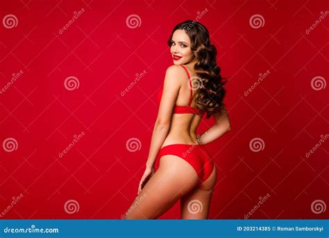 Profile Rear Behind View Photo Of Seductive Perfect Beauty Curly Lady