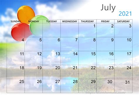 Yearly, monthly, landscape, portrait, two months on a page, and more. Cute July 2021 Calendar Wallpaper for Desktop