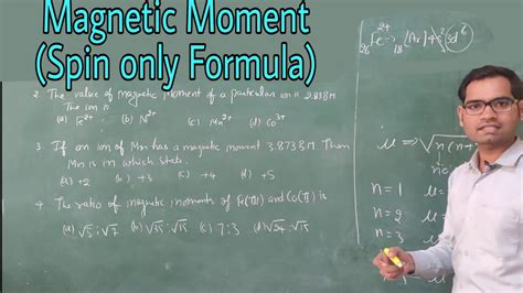 Magnetic Moment Magnetism Spin Only Formula Youtube