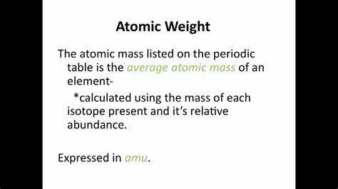 Average Atomic Mass Chemistry
