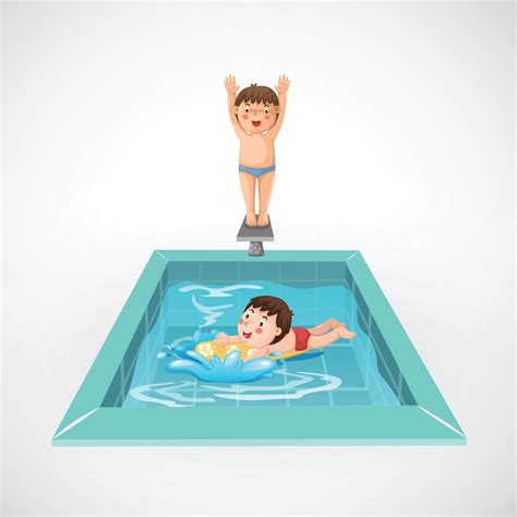 Ilustración de niño aislado y una piscina Vector en Vecteezy