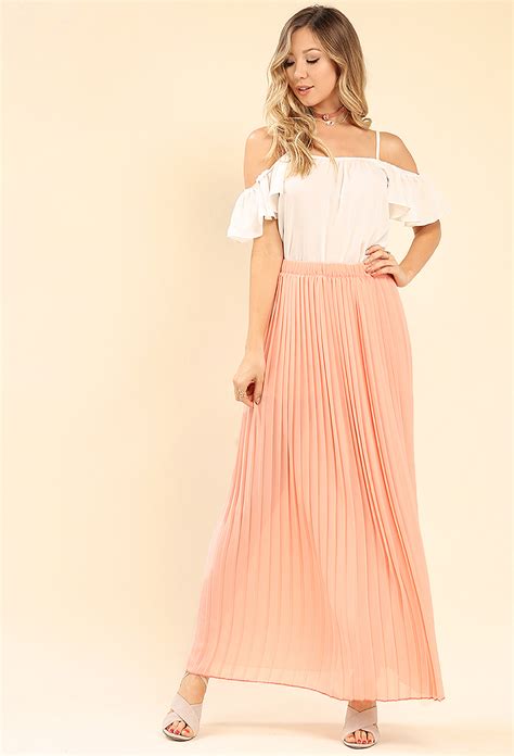 Pleated Chiffon Maxi Skirt Shop Skirts At Papaya Clothing