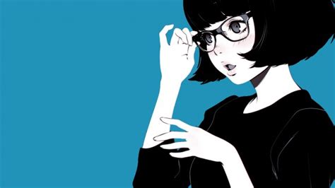 Wallpaper Anime Girl Short Hair Glasses Semi Realistic Wallpapermaiden