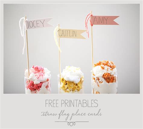 Free Printables Straw Flag Place Cards