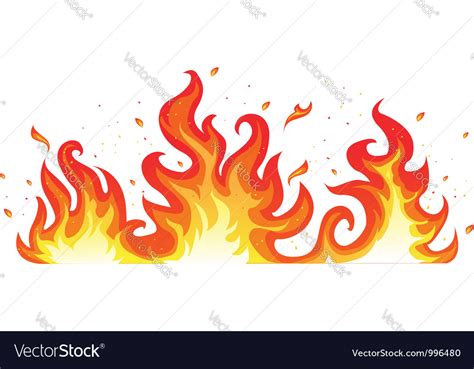 Hot Fiery Flames Royalty Free Vector Image Vectorstock