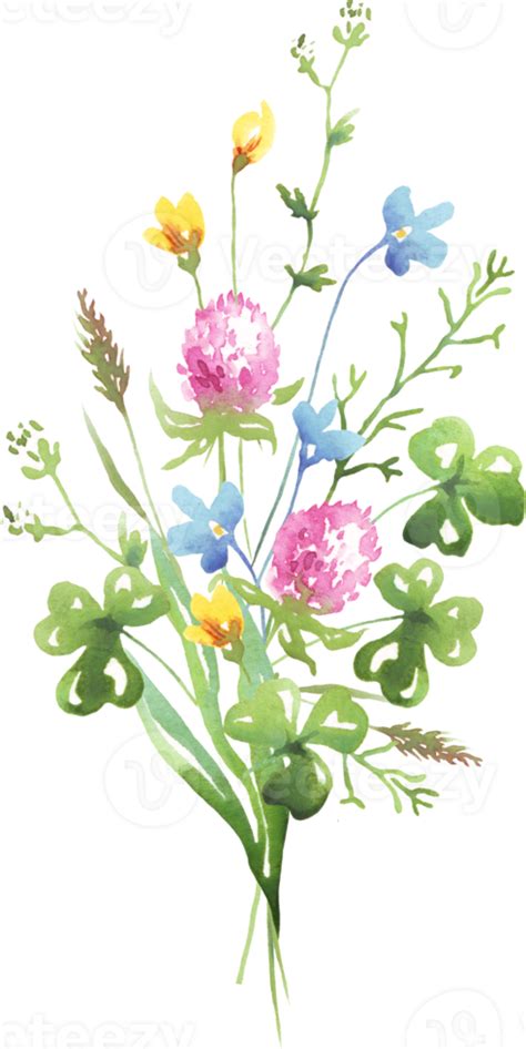 Free Wildflowers Bouquet Watercolor Clipart 21952829 Png With