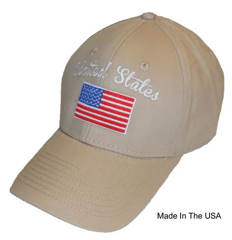 Made In The Usa Khaki United States Rwb American Flag Embroidered