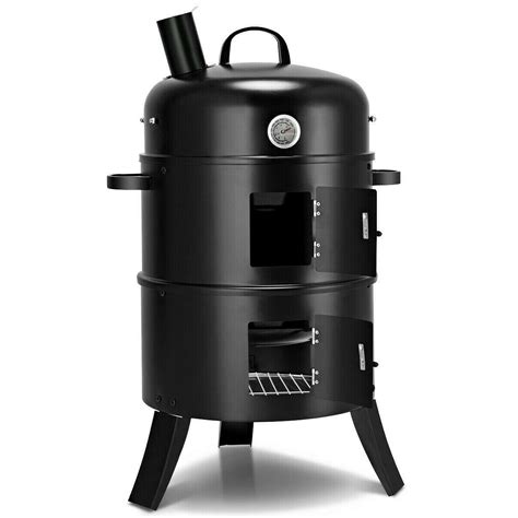 Bbq Smoker Charcoal Grill Combo Portable Round Vertical