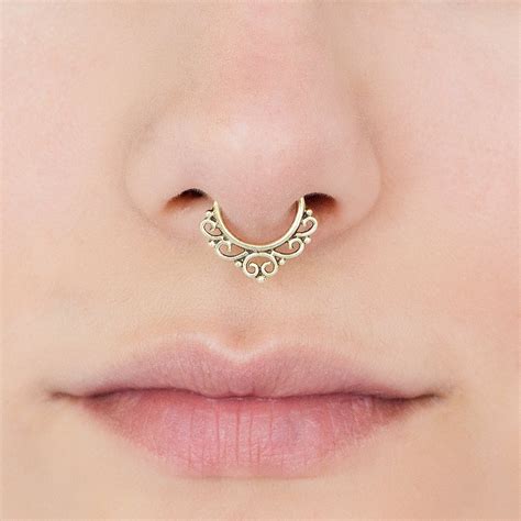 Fake Septum Ring Fake Septum Piercing Brass Septum Ring Etsy