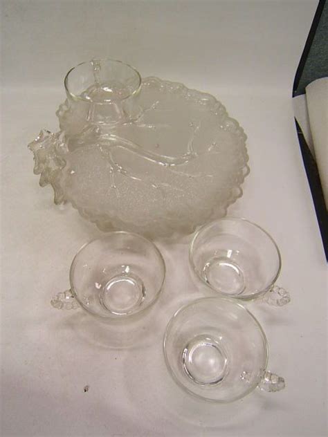 Vintage Hazel Atlas Glass Co Orchard Crystal Snack Sets Set Of 4 W