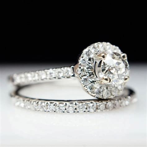 sale beautiful 76ct 14k white gold round solitaire halo diamond engagement ring and wedding