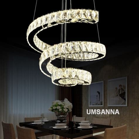 Led Modern Crystal Pendant Lamps Dimmable Spiral Pendant Lights Fixture
