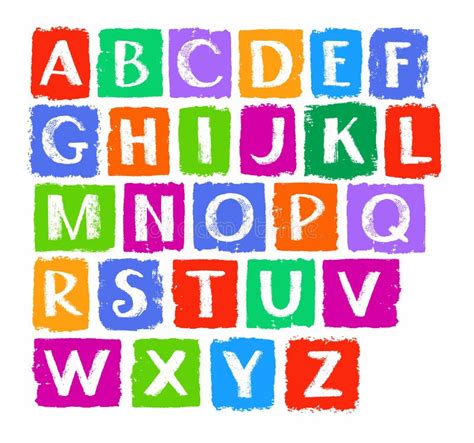 English Alphabet Capital Letters Colored With A Thin Outline Stock