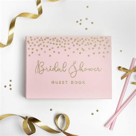 Bridal Shower Guest Book Pink Album With Gold Foil Personalized