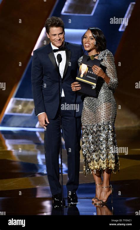 Actor Rob Lowe L And Actress Kerry Washington Appear Onstage During