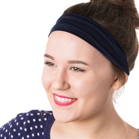 Hipsy Womens Adjustable Spandex Xflex Basic Navy Headband X