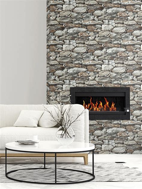 Stone Wall Peel And Stick Wallpaper In Grey By Nextwall Burke Decor