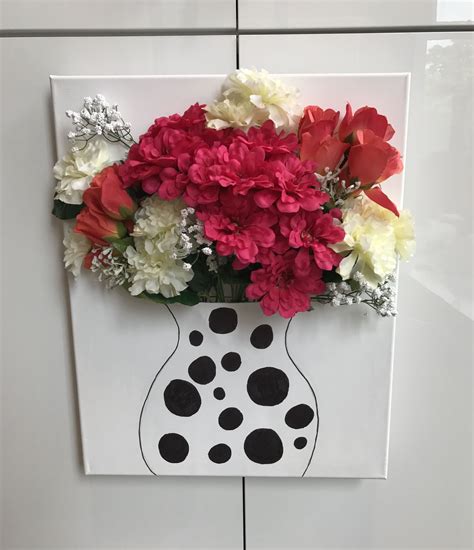 3d Faux Flower Canvas I Made Canvas Painting Diy Diy Canvas Canvas