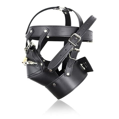 Adult Games Zipper Mouth Latex Faux Leather Sex Mask Sexy Fetish Bondage Mask Hood With Lock Sex