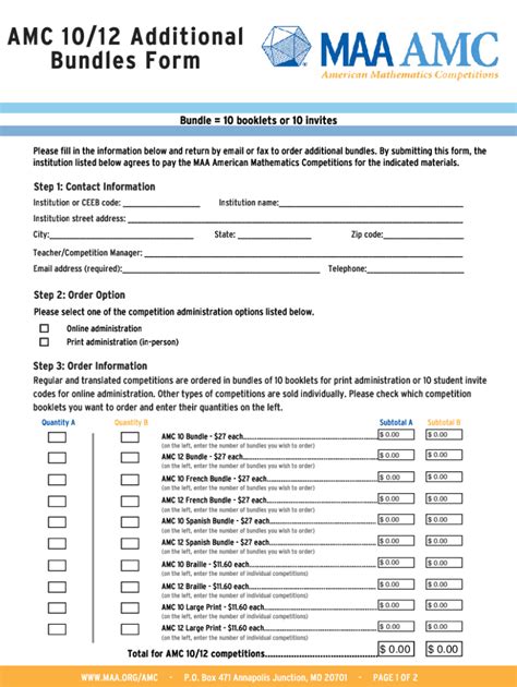 Fillable Online Amc 1012 Additional Bundles Form Fax Email Print