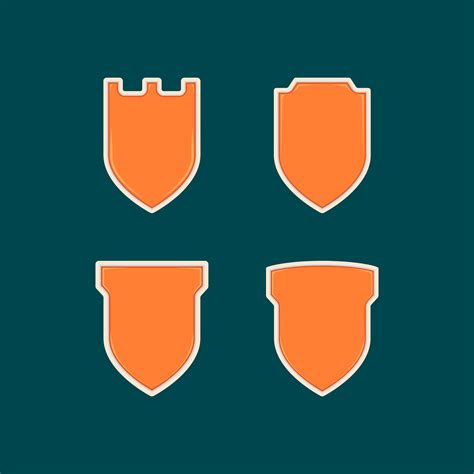 Blank Unique Orange Shield Badge Shape Template Set Collection 506689