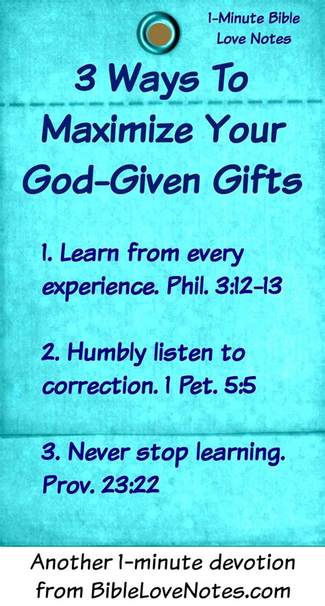 1 Minute Bible Love Notes God Given Ts