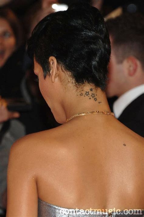 Artistic Rihanna Stars Tattoo Design On Neck