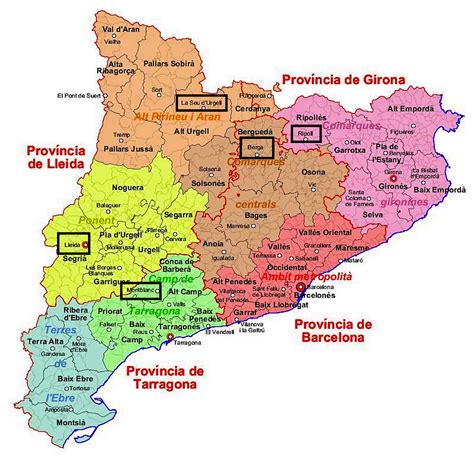 Mapa Mudo Comarcas Cataluña