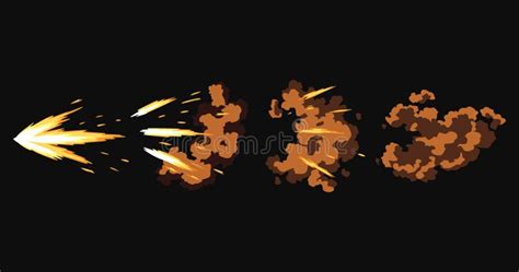Gun Flashes Or Gunshot Animation Cartoon Flash Effect Of Bullet Starts