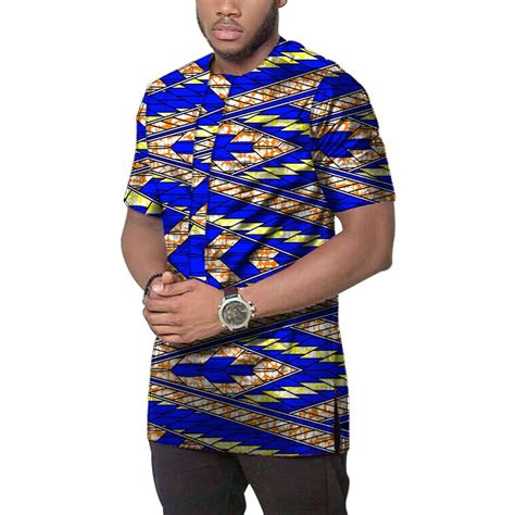 African Clothes Customized Ankara Print Men T Shirts Africa Clothing