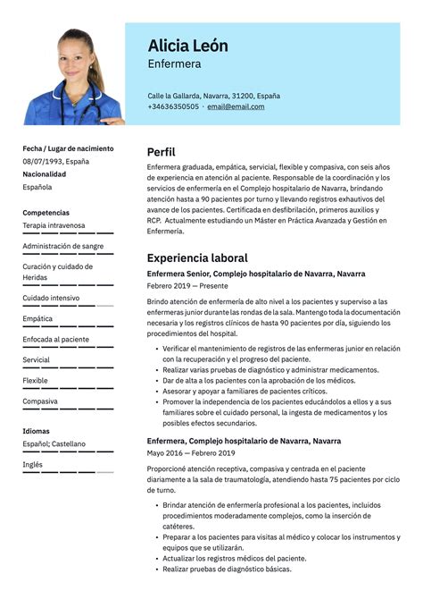 Curriculum Vitae De Enfermeria Ejemplo Antilla