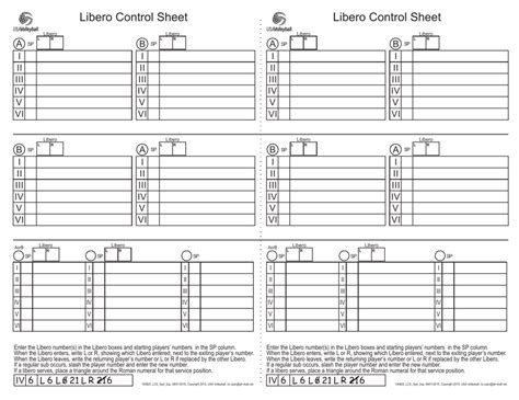 Libero Control Sheet Template Usa Volleyball Download Printable Pdf