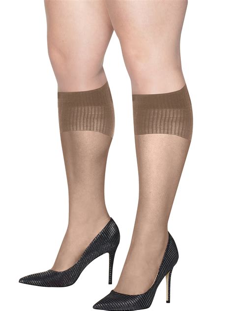 Hanes Hanes Womens Plus Size Curves Sheer Knee Highs Style Hsp Walmart Com Walmart Com