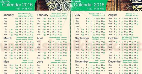 Get Printable Calendar Islamic Calendar 1437 Hijri Calendar 1437