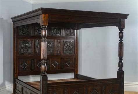 Reproduction Tudor Style Super King Oak Full Tester Four Poster Bed