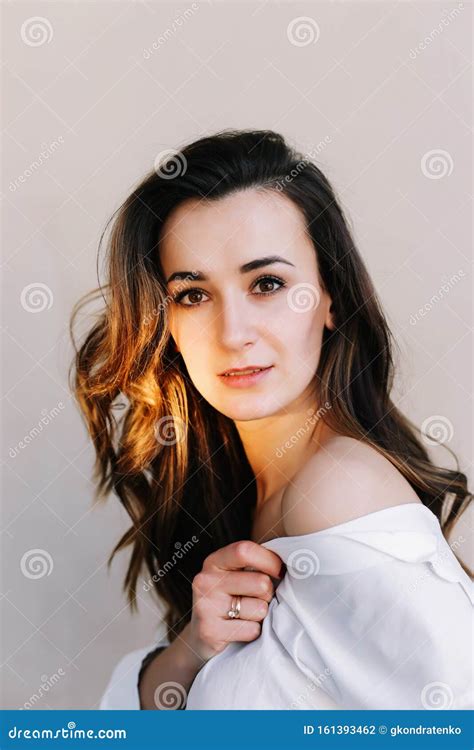 Portrait Of A Young Beautiful Woman With Dark Hair Beautiful Young