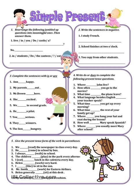 Simple Present Basic Exercises Maryann Kirbys Reading Worksheets