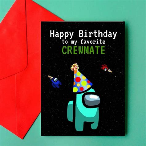 Among Us Printable Birthday Card Among Us Birthday Party Etsy