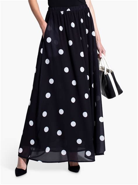 hotsquash polka dot chiffon maxi skirt black white at john lewis and partners