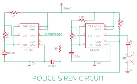 Police Siren Circuit Using 555 Ic