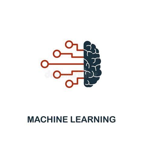 Machine Learning Icon in Two Color Design. Red and Black Style Elements