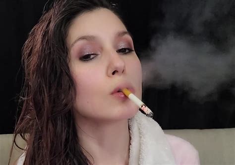 Smoking After Bath Wet Hair Dangling Closeups Real Smoking Girl