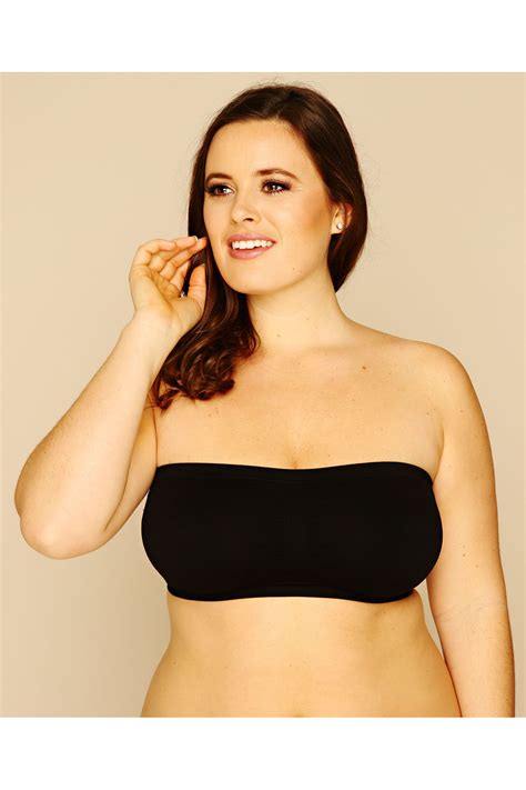 Black Seamless Surefit Bandeau Bra With Soft Padded Full Cups Plus Size