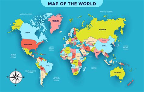 World Map With Country Names 20833849 Vector Art At Vecteezy
