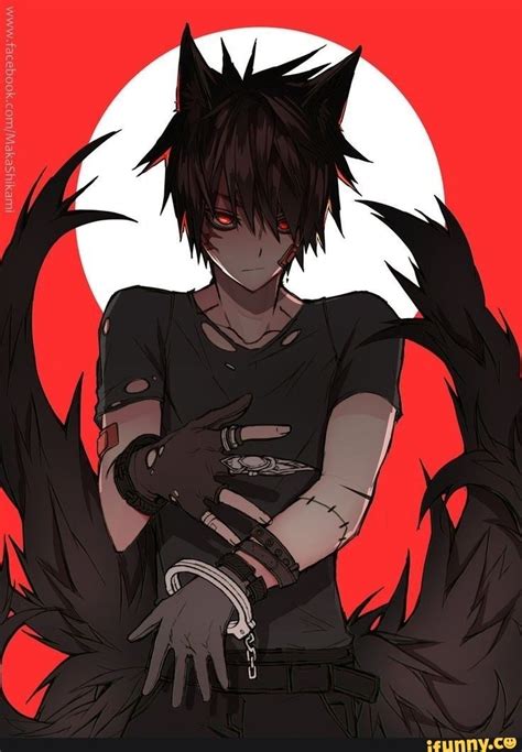 Black Hair Cute Anime Wolf Boy Canvas Point